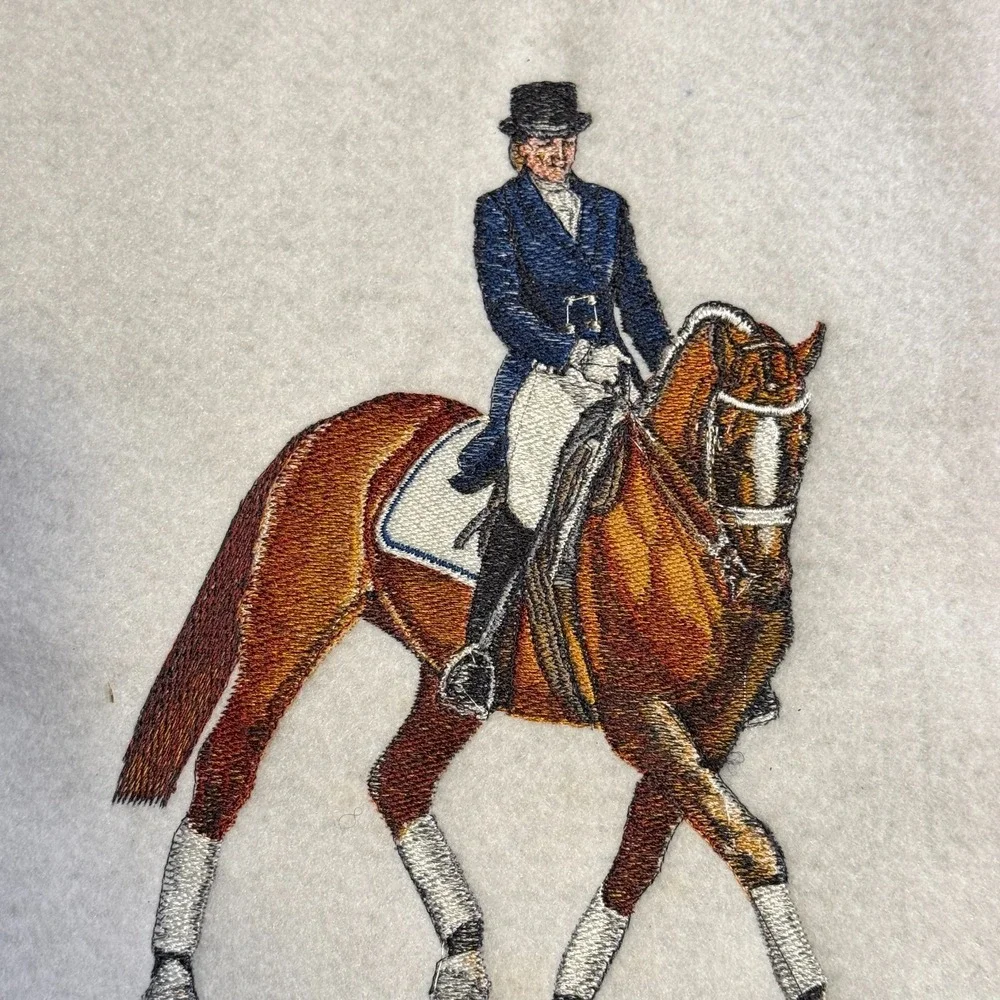 Vtg Warmblood Full-Body Horse Dressage Equestrian Scene Handmade Embroidery